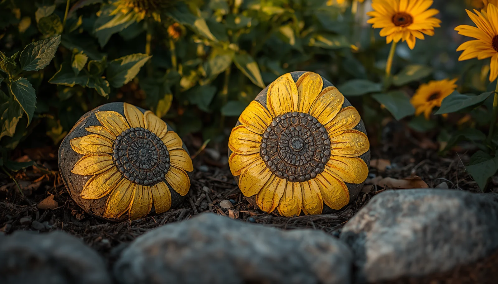 Sunflower Painted Stones