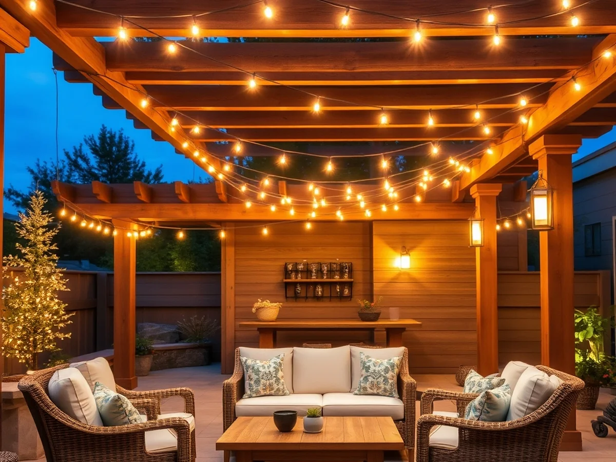 Ambient String Lighting Designs - outdoor living room ideas
