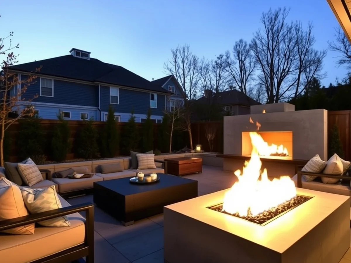 Modern Outdoor Fireplaces - outdoor living room ideas