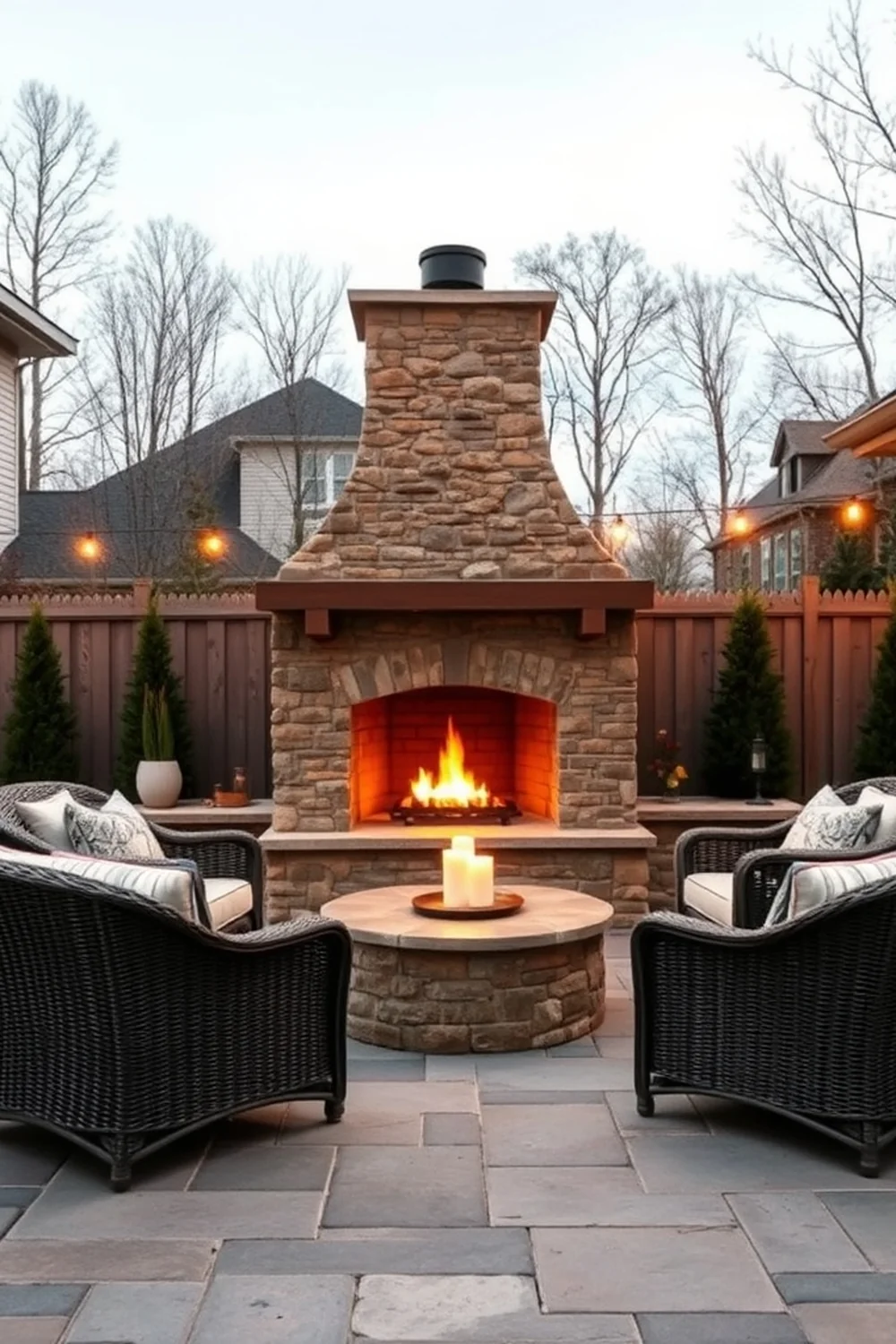 Outdoor Fireplace Styling - outdoor living room ideas