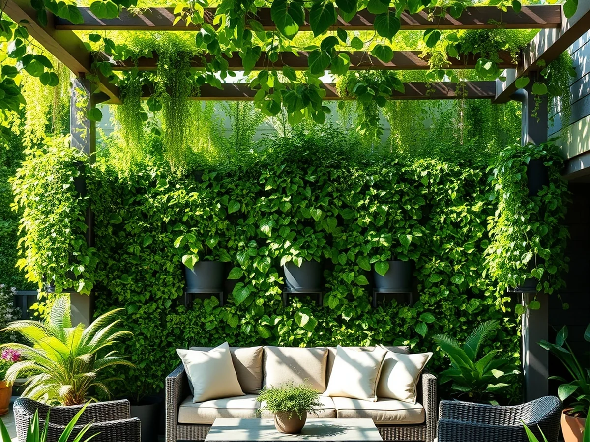 Vertical Garden Privacy Walls - outdoor living room ideas